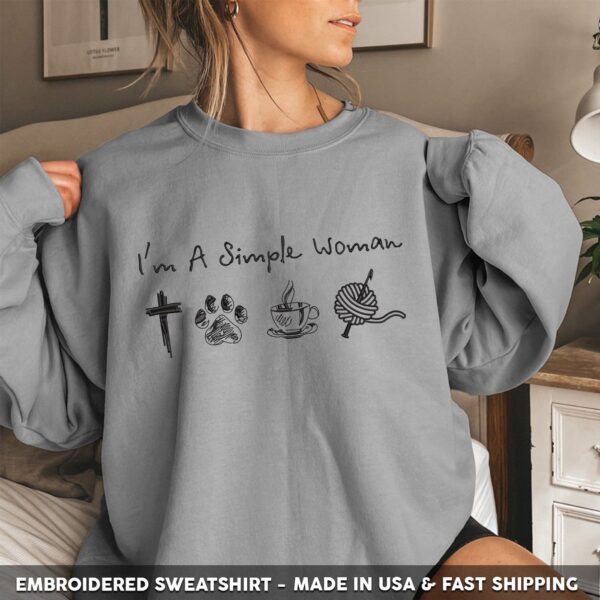 I’m a simple woman – I like Jesus, Crochet, Paw, Coffee Embroidered Shirt