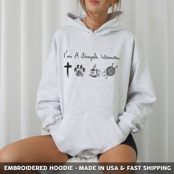 I’m a simple woman – I like Jesus, Knit, Paw, Coffee Embroidered Shirt