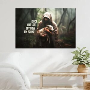 I Once Was Lost but Now I'm Found, Jesus and Lost Sheep, Wall Art Canvas