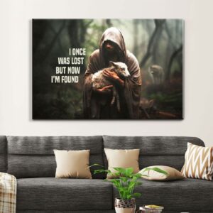 I Once Was Lost but Now I'm Found, Jesus and Lost Sheep, Wall Art Canvas 3