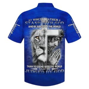 Christian Men s Hawaiian Shirt - Stand with God Jesus & Lion Unique Gift 1