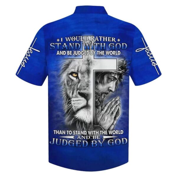 Christian Men s Hawaiian Shirt – Stand with God Jesus & Lion Unique Gift