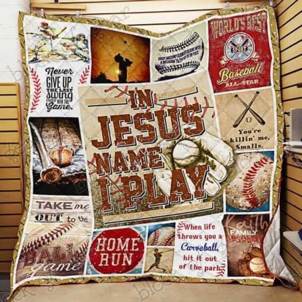 In Jesus Name Baseball Quilt: Unique Christian Sports Blanket