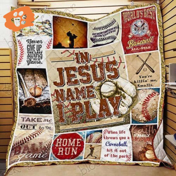 In Jesus Name Baseball Quilt: Unique Christian Sports Blanket