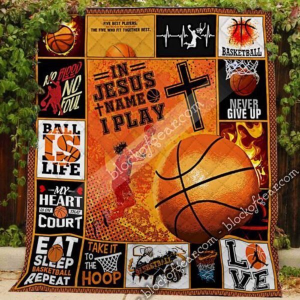Jesus Name Basketball Quilt SHB57: Play in Faith and Style
