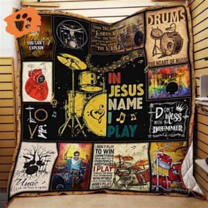 In Jesus Name Drum Christian Quilt Blanket – Perfect Gift for Believers