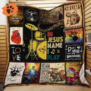 In Jesus Name I Play Drum Quilt Blanket