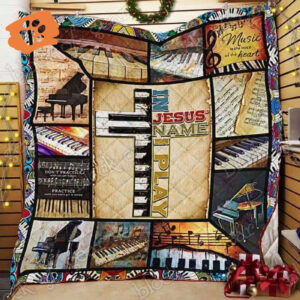 In Jesus Name I Play Guitar Quilt - Religious Musician Bedding