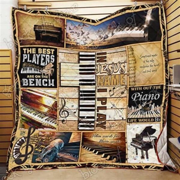 In Jesus Name Piano Christian Quilt Blanket – Ideal Gift for Believers
