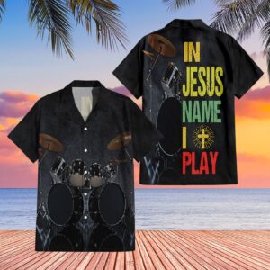 In Jesus Name I Play T-shirt - Gift for Drum Lovers Jesus Unisex Polo Shirt for Summer Vacation