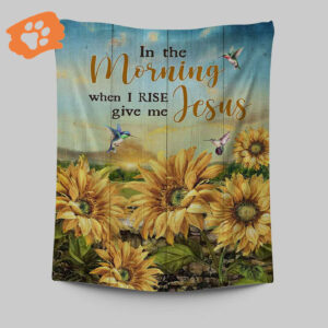 Give Me Jesus Sunflower Field Tapestry - Inspirational Bible Verse Wall Art for Religious Home Decor