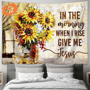 Give Me Jesus Sunflower Large Tapestry - Christian Religious Art Print