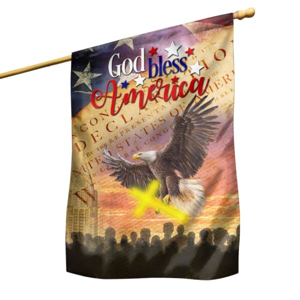God Bless America Independence Day Flags with Jesus Cross – USA Declaration of Independence Garden Flag