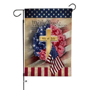 Jesus Cross 4th of July Flag for American Independence Day Celebration