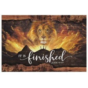 It Is Finished Wall Art, John 19:30 Jesus Lion Easter Wall Art Canvas 3