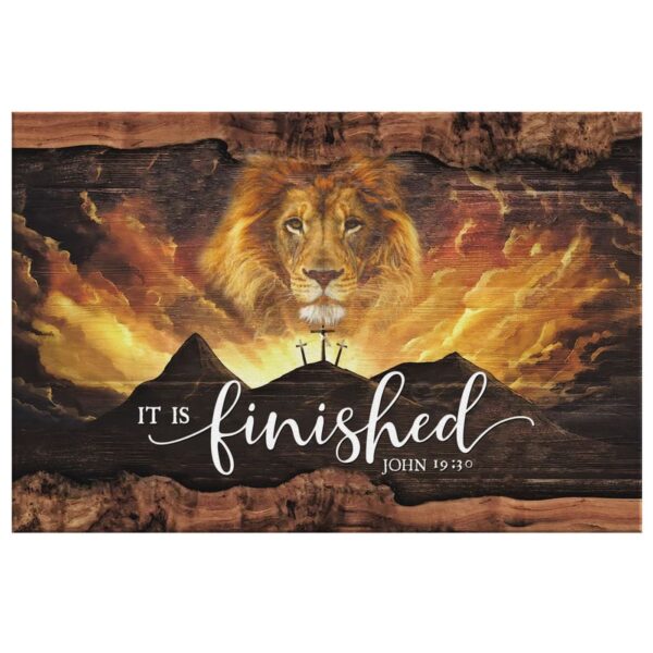 It Is Finished Wall Art, John 19:30 Jesus Lion Easter Wall Art Canvas