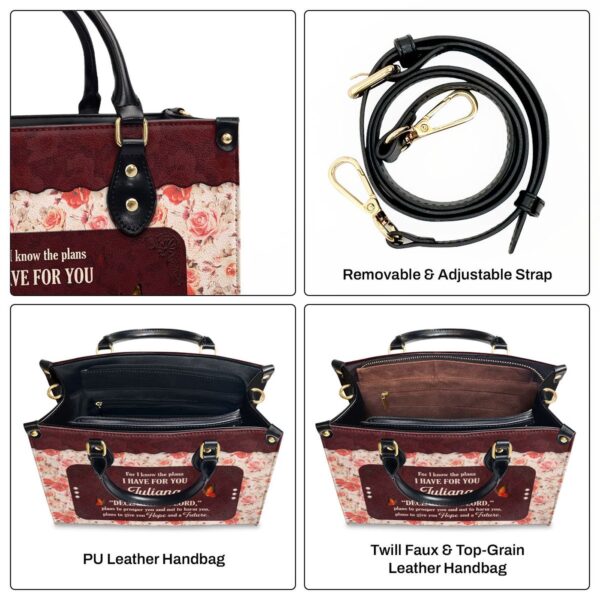 Jeremiah 29:11 Personalized Leather Handbag Religious Gift for Female Pastors Zippered Design