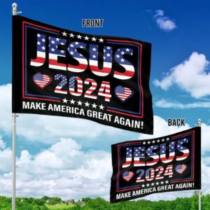 Jesus 2024 Garden Flag: Christian Make America Great Again House Banner - Patriotic Jesus Lover Gift 1