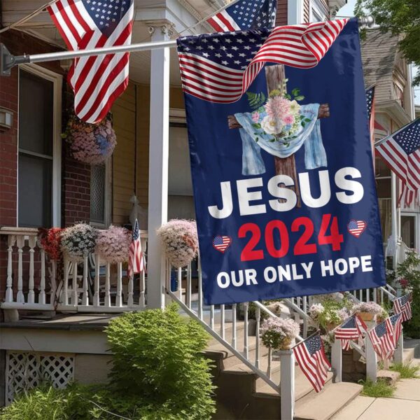 2024 Jesus Garden Flag: Christ Cross Flower American & God Patriotic House Decor for Jesus Lovers – Outdoor Gift