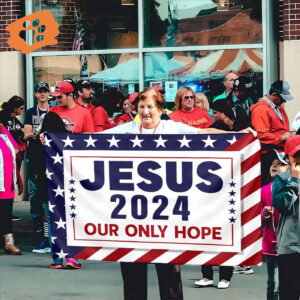 Jesus 2024 Our Only Hope Garden Flag - Christian American Flag Home Decor & Gifts