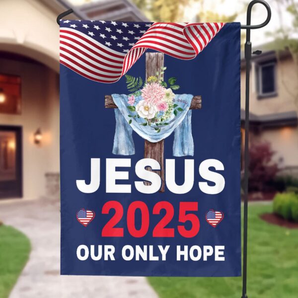 2025 Jesus Garden Flag: Christ Cross Flower American Flag for Outdoor Yard Decor