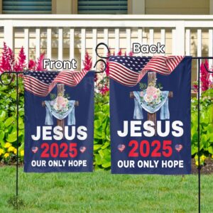 2025 Jesus Garden Flag: Christ Cross Flower American Flag for Outdoor Yard Decor 3