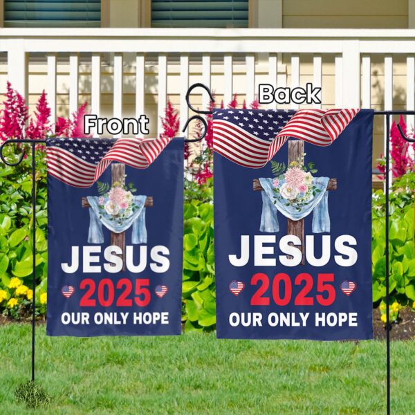 2025 Jesus Garden Flag: Christ Cross Flower American Flag for Outdoor Yard Decor