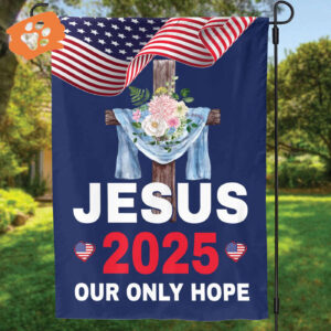 Jesus 2025 Garden Flag: Christ Cross Flower American Flag for Outdoor Yard Decor - Jesus Lovers Gift
