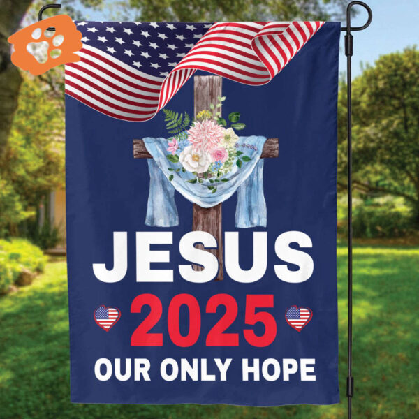 2025 Jesus Garden Flag: Christ Cross Flower American Flag for Outdoor Yard Decor