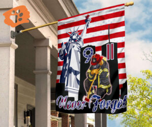 Jesus 9-11 Never Forget Firefighter Flag 911 Twin Towers Liberty USA Flag September 11 Hanging