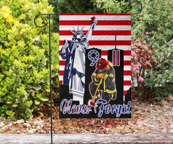 Jesus 9-11 Never Forget Firefighter Flag 911 Twin Towers Liberty USA Flag September 11 Hanging