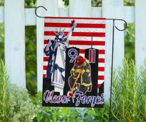 Jesus 9-11 Never Forget Firefighter Flag 911 Twin Towers Liberty USA Flag September 11 Hanging 3