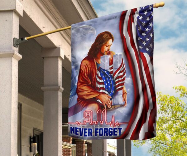 Jesus 9-11 Never Forget Flag Eagle Christian God Bless America Flag Remembering 9-11 2025