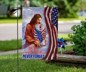 Jesus 9-11 Never Forget Flag Eagle Christian God Bless America Flag Remembering 9-11 2025 3