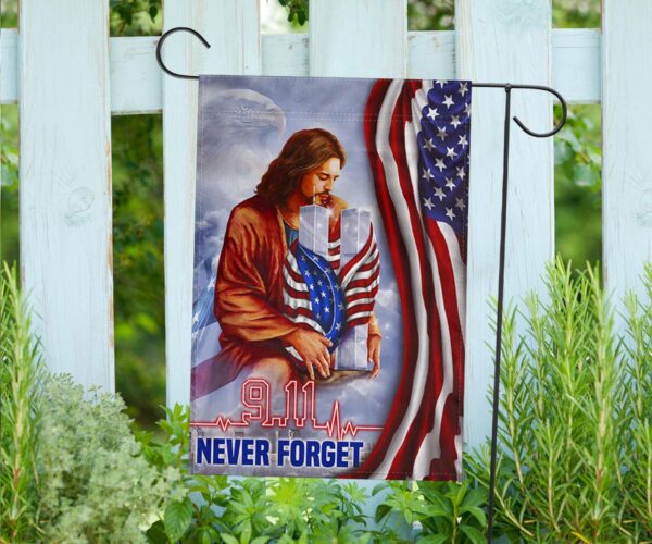 Jesus 9-11 Never Forget Flag Eagle Christian God Bless America Flag Remembering 9-11 2025