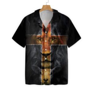 Jesus Lion and Lamb Christian Cross Hawaiian Shirt for Men - Gift for Christian