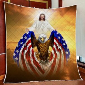 Jesus American Eagle Quilt Blanket 1