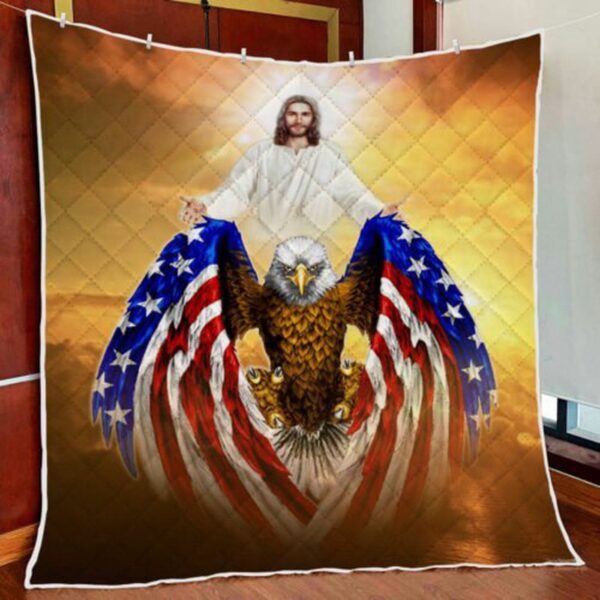 Jesus American Eagle Quilt Blanket
