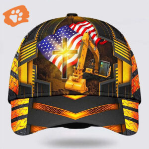 Jesus American Flag Excavator Baseball Cap – Christian Hats for Men and Women Trucker Classic Hats Gift