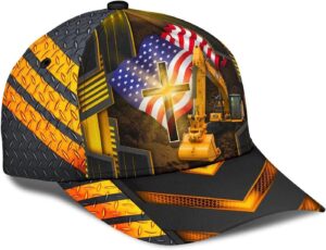 Jesus American Flag Excavator Baseball Cap – Christian Hats for Men and Women Trucker Classic Hats Gift 3