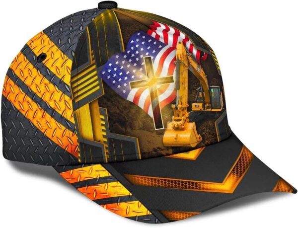 Jesus American Flag Excavator Baseball Cap – Christian Hats for Men and Women Trucker Classic Hats Gift