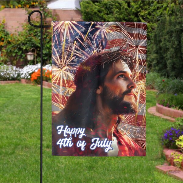 Jesus American Flag Home Garden Flag 4th of July Independence Day Gifts for God Believers