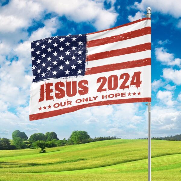 Jesus American Flag & 2024 Hope Garden Flag Set: Patriotic Christ Faith Flags for Home & Yard