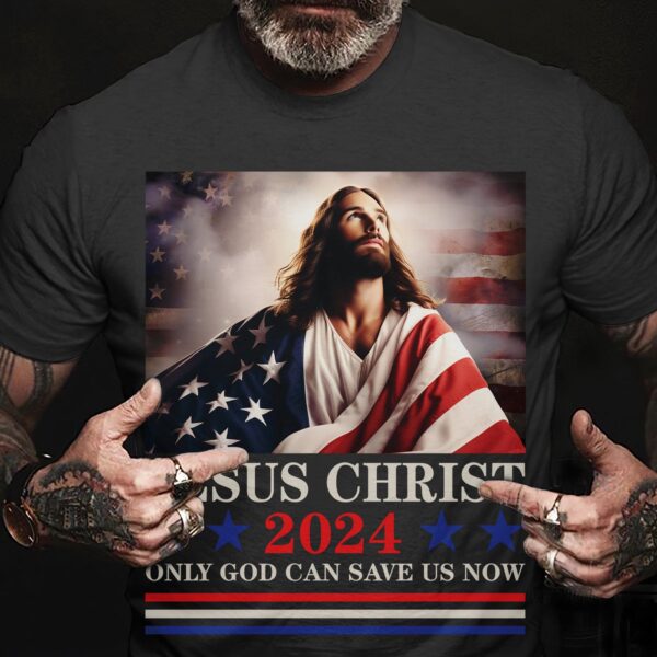 Jesus American Flag Shirt & Hoodie for Independence Day 2024 Perfect Gift for Jesus Lovers