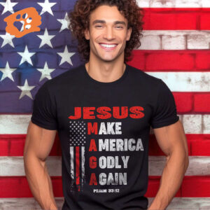 Jesus American Flag Shirt - Make America Godly Again Tee for Jesus Lovers - Patriotic Gift