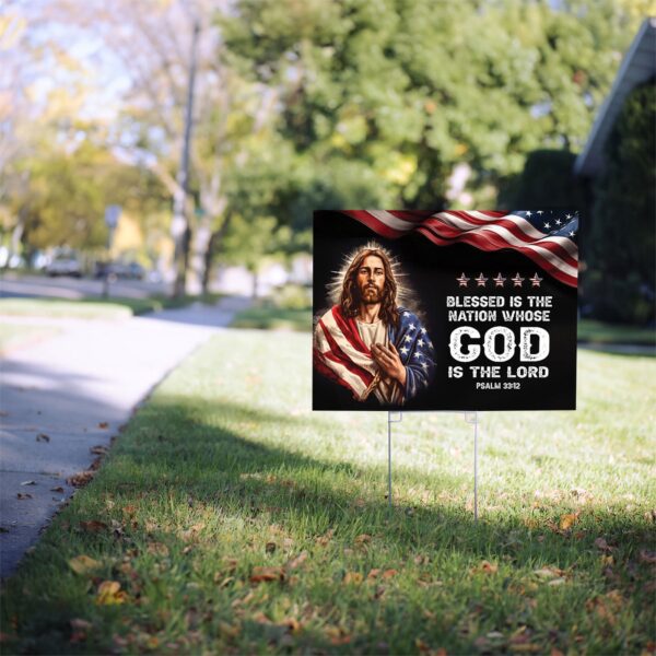 Jesus American Flag Yard Sign Patriotic Metal Sign for Christian Outdoor Garden