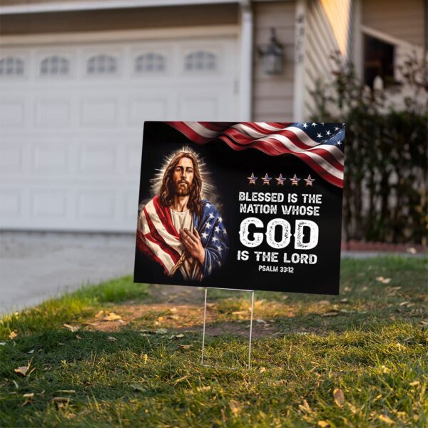 Jesus American Flag Yard Sign Patriotic Metal Garden Sign Christian Outdoor Decor