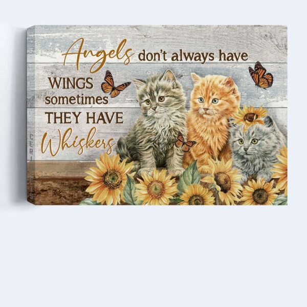 Jesus and Cat Landscape Poster Home Decor Gift – Sunflower Field Cute Cat Drawing – Perfect Gift for Christian and Cat Lovers