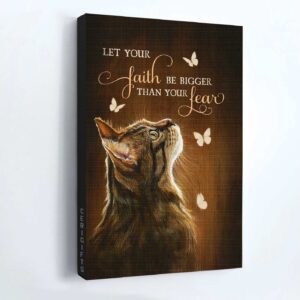 Faithful Felines: Jesus and Cat Portrait Poster - Tabby Cat and White Butterfly Home Decor Gift for Christian and Cat Lovers 1