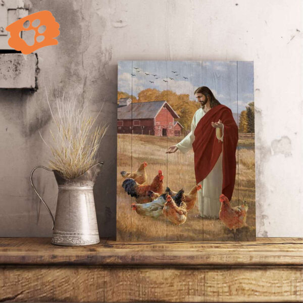 Jesus and Chicken Farm Poster for Home Decor Gift